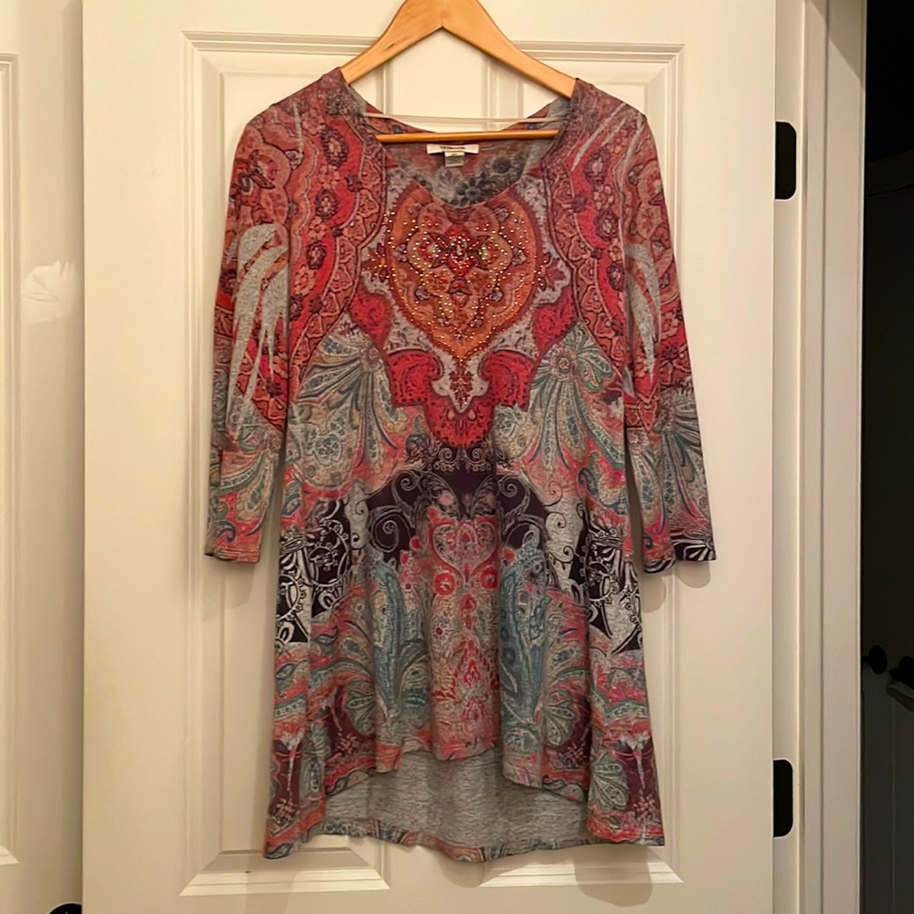 Colorful patterned tunic shirt